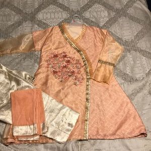Peach Designer Indian Dress Shalwar Kameez (NWOT)